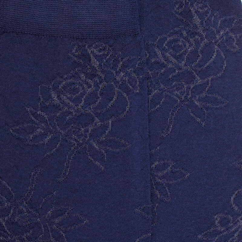 Calze da donna in lana tinta unita con trasparenza - Blu Caban | Doré Doré