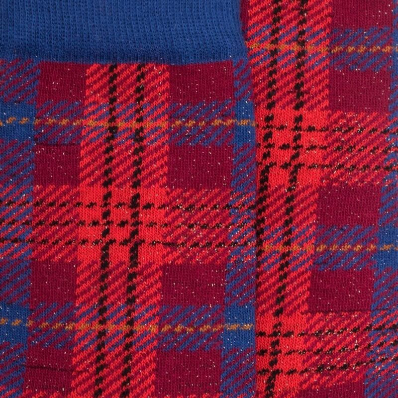 Calze da donna in cotone fantasia tartan effetto brillante - Rosso amaranto | Doré Doré