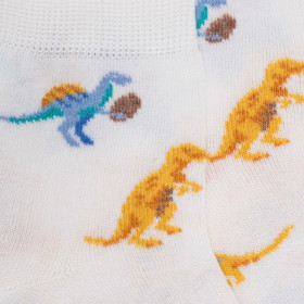 Calze corte da bambino in filo di Scozia fantasia dinosauri - Bianco | Doré Doré
