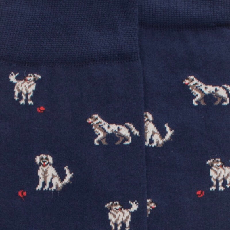 Calze da uomo in cotone egiziano fantasia cani - Blu marinaio | Doré Doré