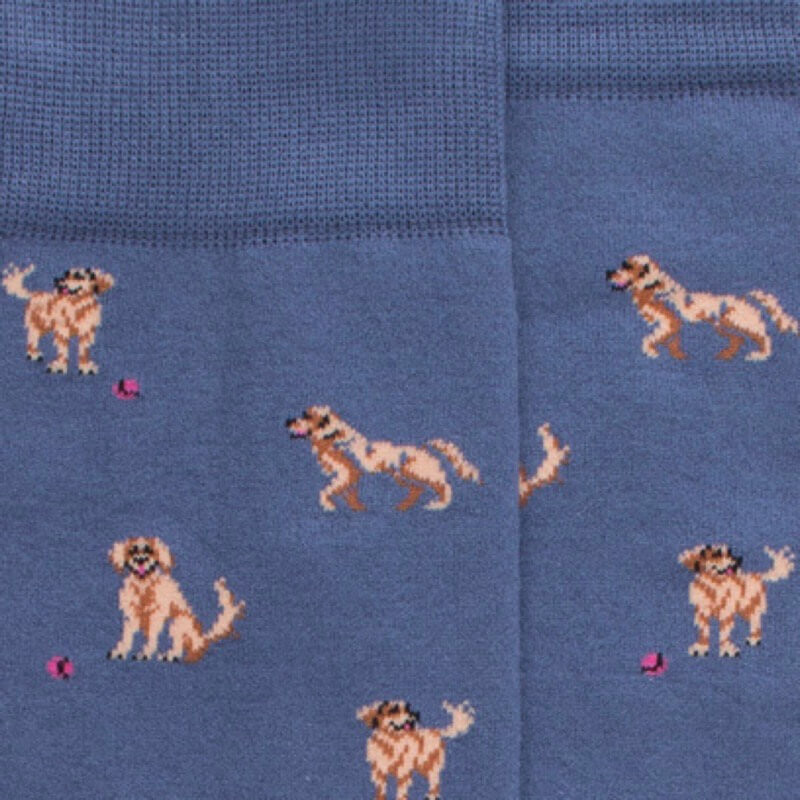 Calze da uomo in cotone egiziano fantasia cani - Blu Porto | Doré Doré