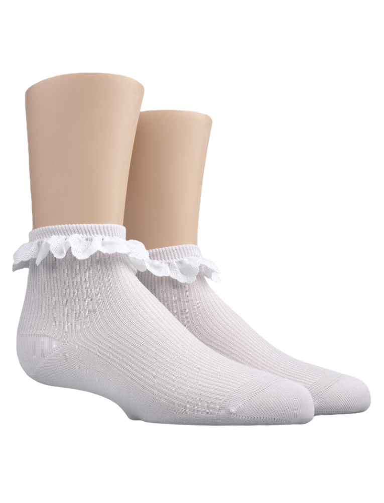 5 Paia Di Calzini Alla Caviglia Con Bordo A Volant, Di Colore