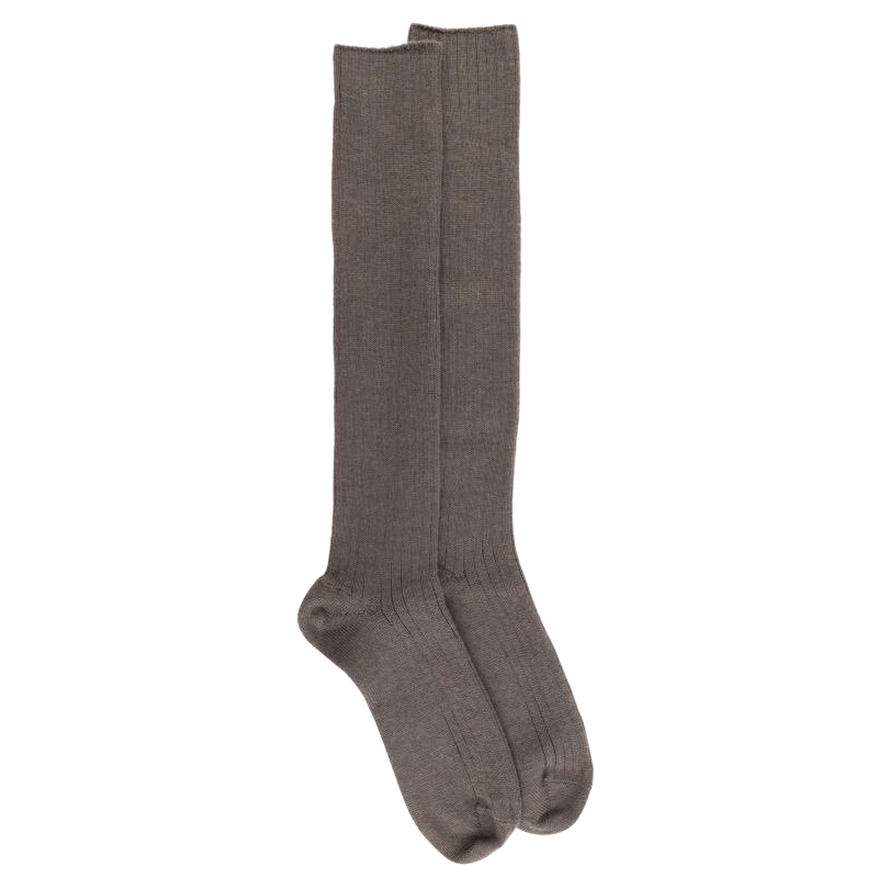 Gambaletto a costine da uomo in lana merino spessa - Marrone lontra | Doré Doré