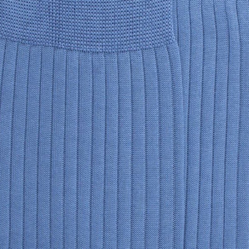 Calze da uomo a coste in 100% filo di Scozia tinta unita - Blu macadam | Doré Doré