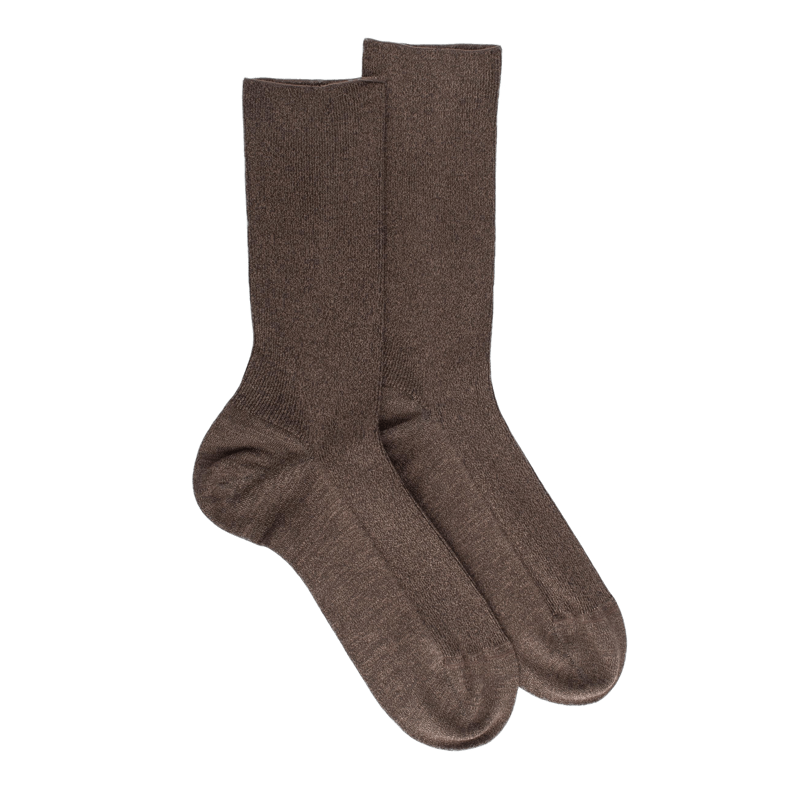 Calze senza elastico in cotone egiziano - Speciale per gambe sensibili - Marrone lontra | Doré Doré