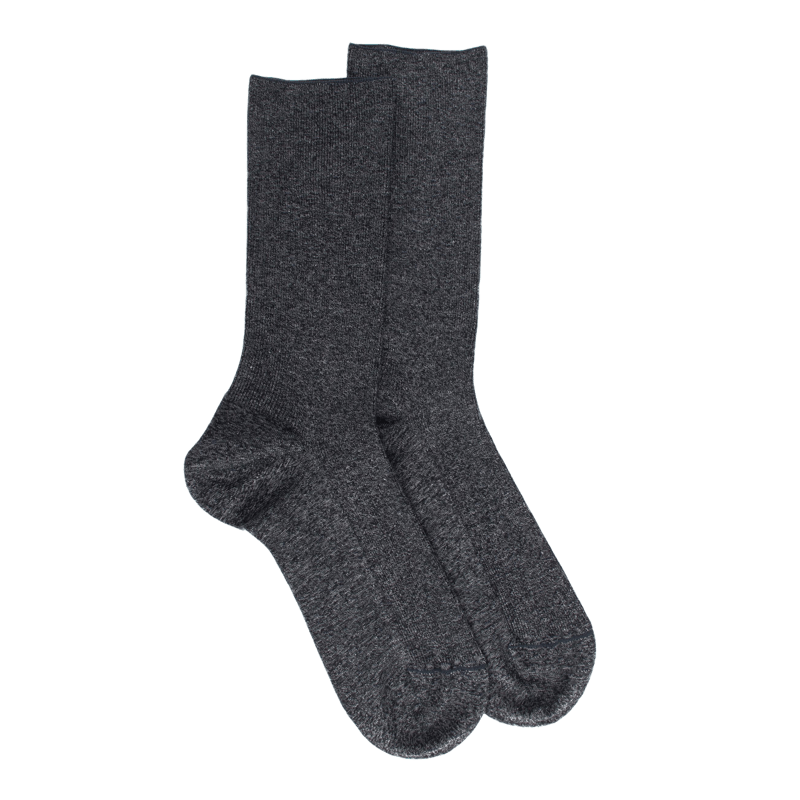 Calze non elastiche in cotone egiziano - Speciale per gambe sensibili - Grigio screziato | Doré Doré