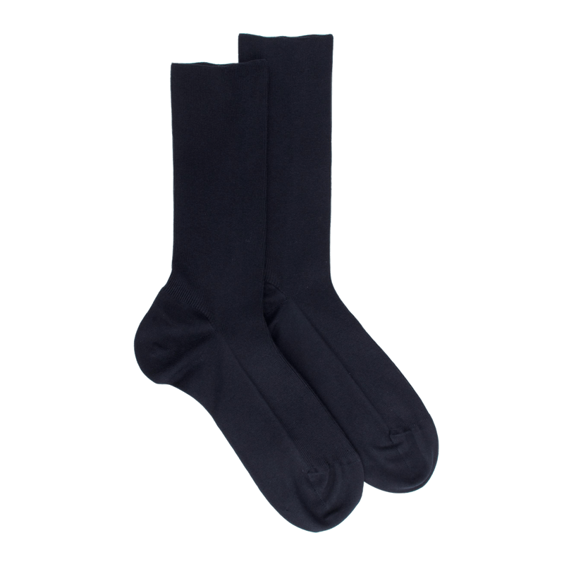 Calze Doré Doré senza bordi elasticizzati in cotone egiziano - Speciale per gambe sensibili - Blu scuro