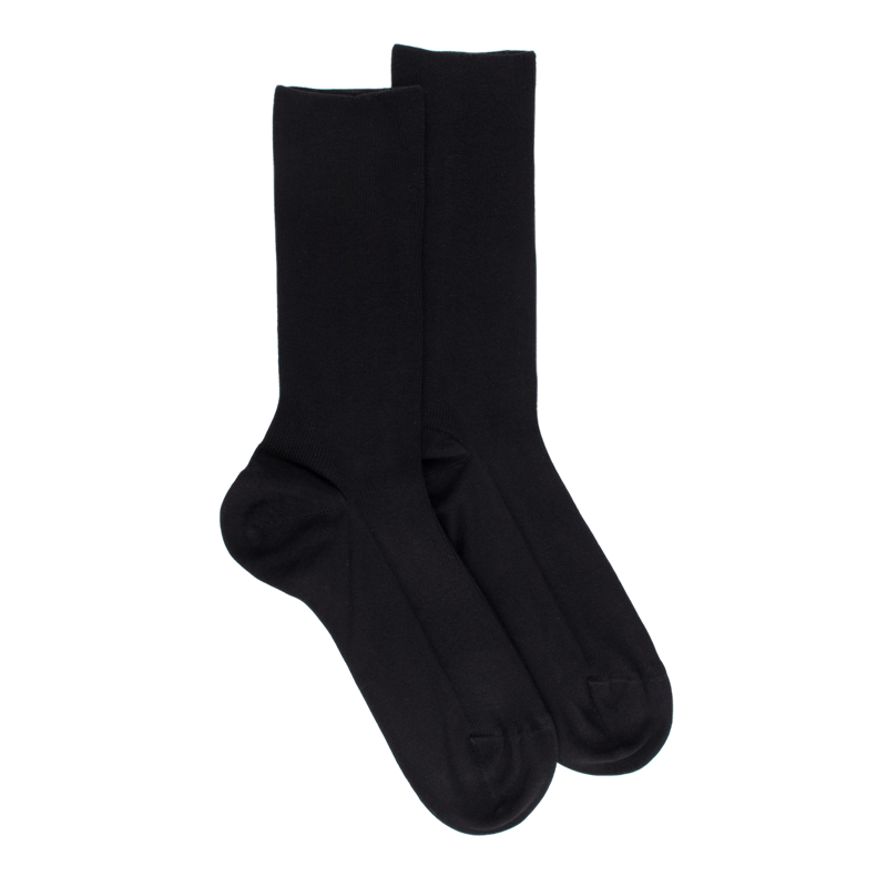 Calze Doré Doré senza bordi elasticizzati in cotone egiziano - Speciale per gambe sensibili - Nero
