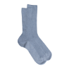 Calze da uomo a coste in filo di Scozia senza bordo elastico tinta unita - Blu ghiacciaio