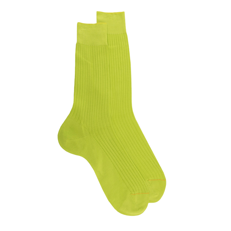Calze da uomo di lusso in puro filato tartan extra fine - Vert Pomme | Doré Doré
