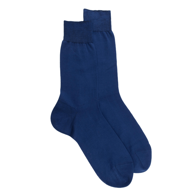 Calze fini da uomo 100% lana scozzese - Bleu Voilier | Doré Doré