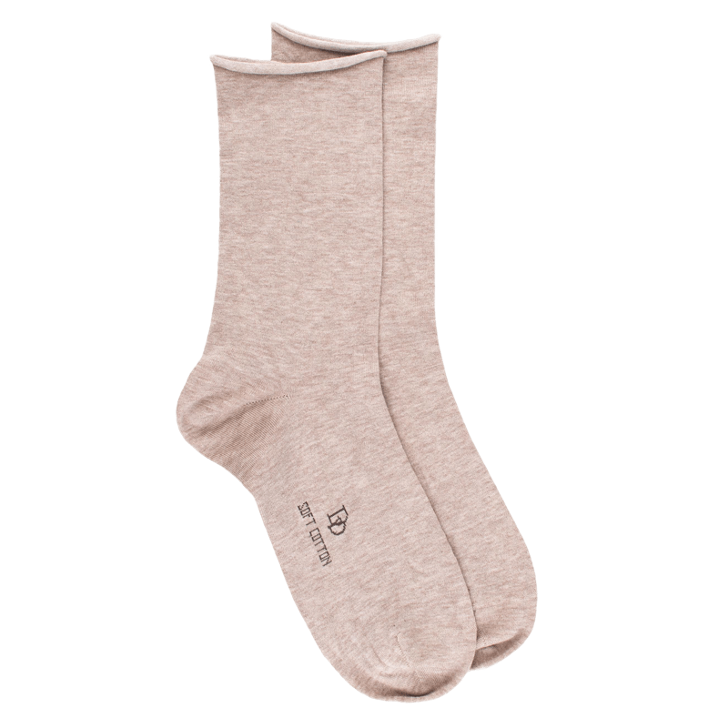 Calze da donna in morbido cotone con bordi arrotolati - Beige | Doré Doré