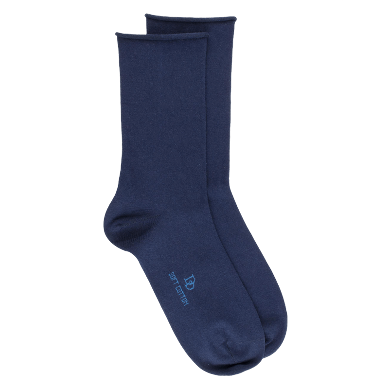Calze da donna in morbido cotone con bordi arrotolati - blu navy | Doré Doré