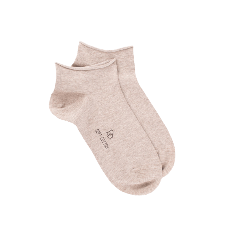 Calze corte con orlo arrotolato in cotone egiziano - Beige | Doré Doré